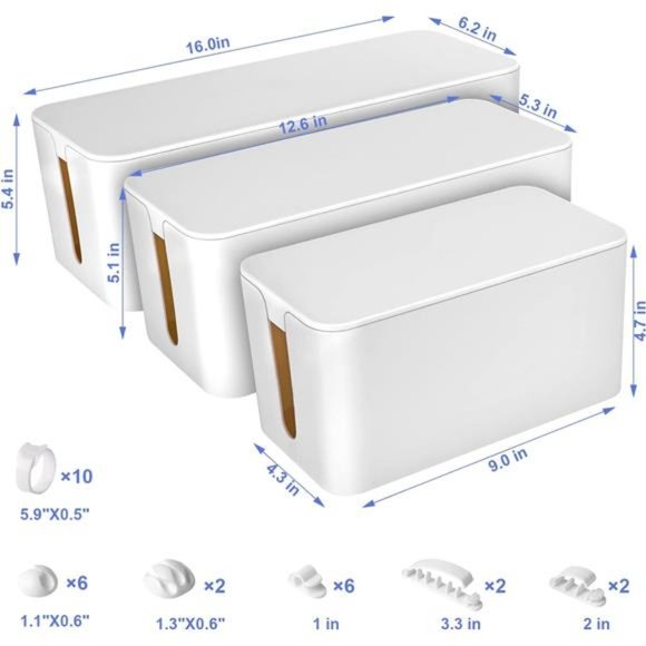 Cable Organizer Box Set of Three,Power Cover Cord Holder SurgeProtector for Desk - Picture 2 of 7